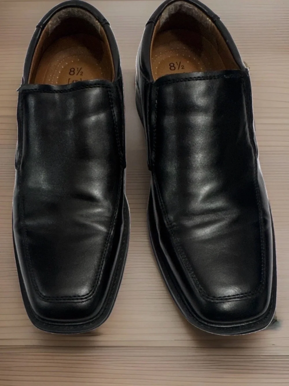 George Black Slip-On Square-Toe Dress Loafers